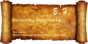 Bereszky Henrietta névjegykártya